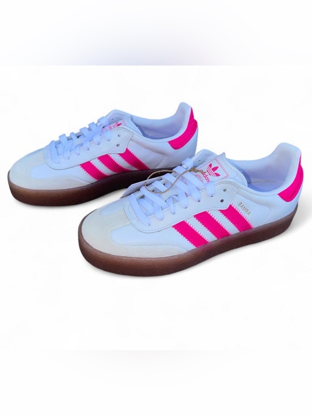 adidas Women's Samba Sneakers in White, Hot Pink & Gum